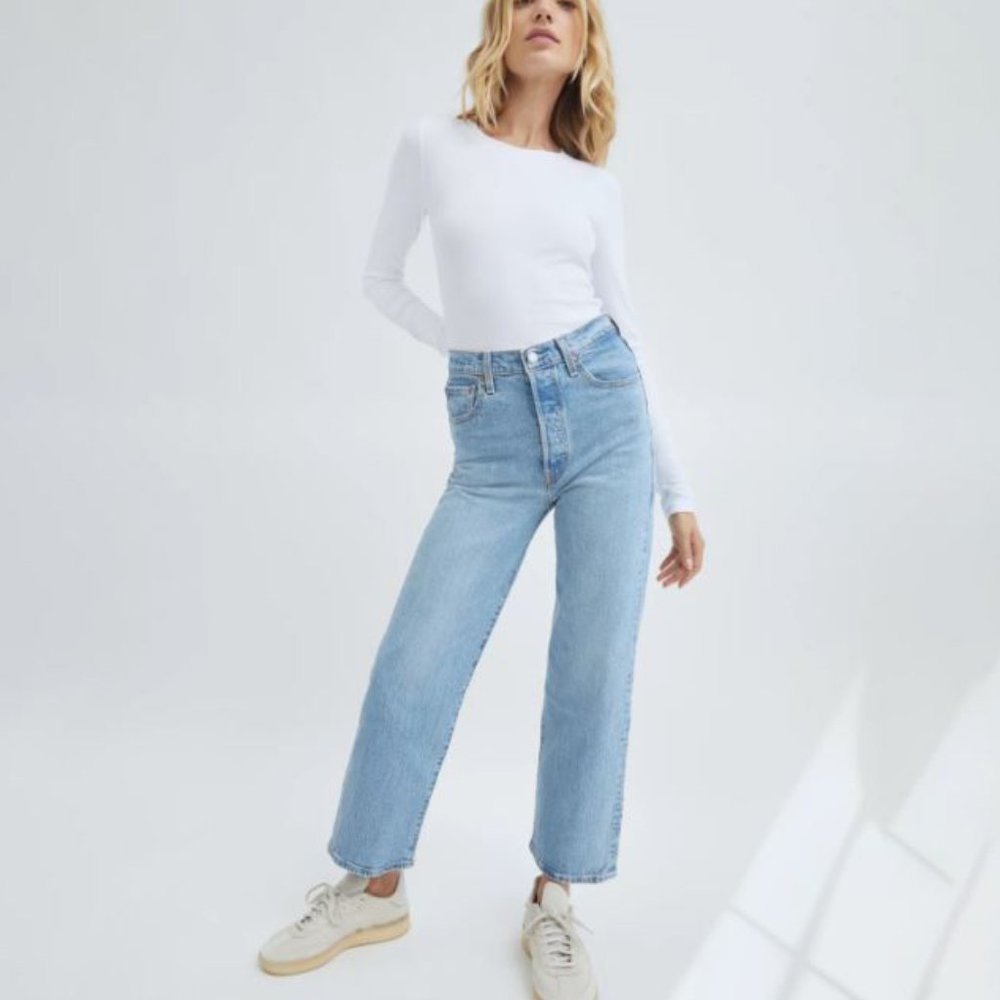 LEVI'S Ribcage Straight Ankle Denim Jeans Light Wash 24